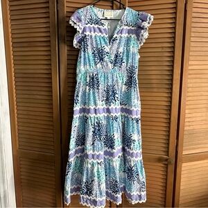 Sail to Sable Bloom Print Flutter Sleeve Midi Dress